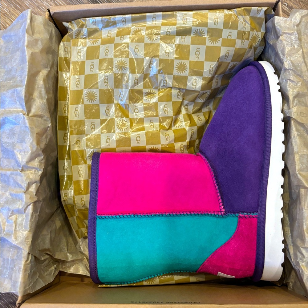Brand new never worn kids color block UGGS. Kids Size 6, women’s 8